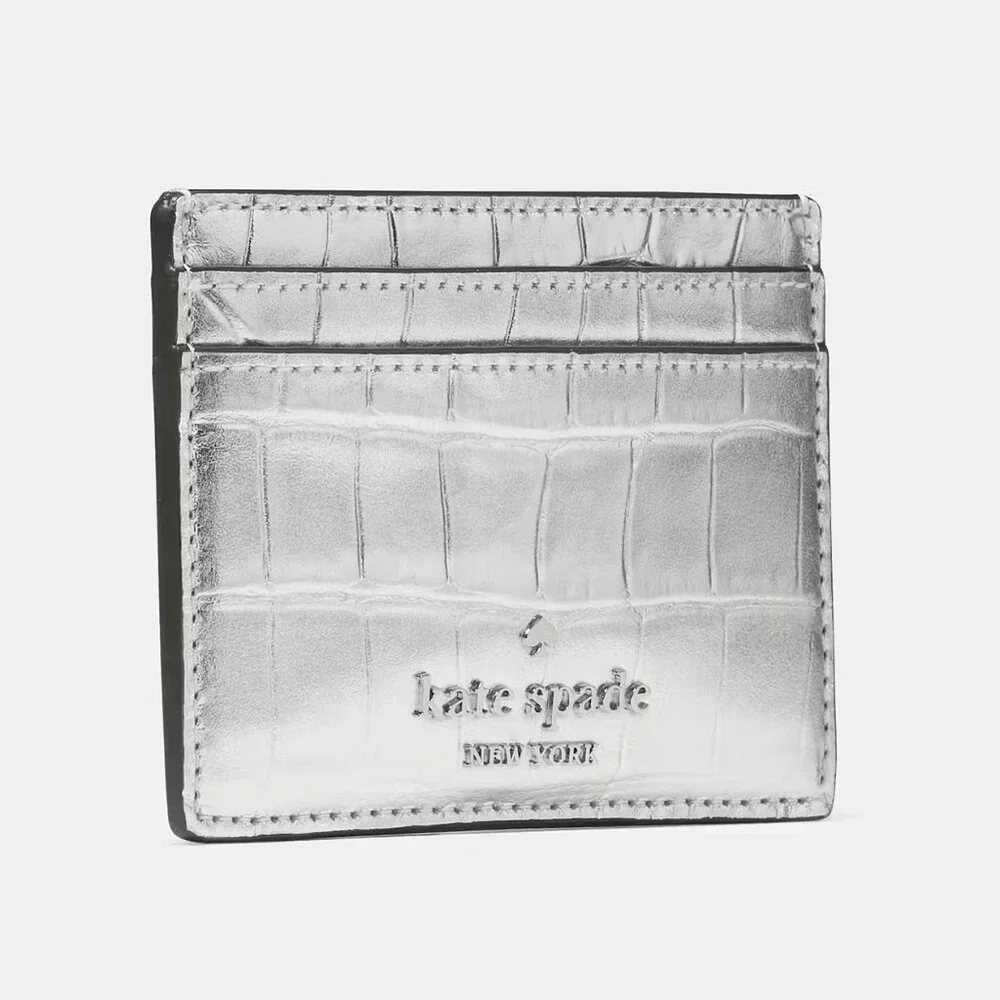 Kate Spade Madison Croc Embossed Small Slim Card Holder NWT